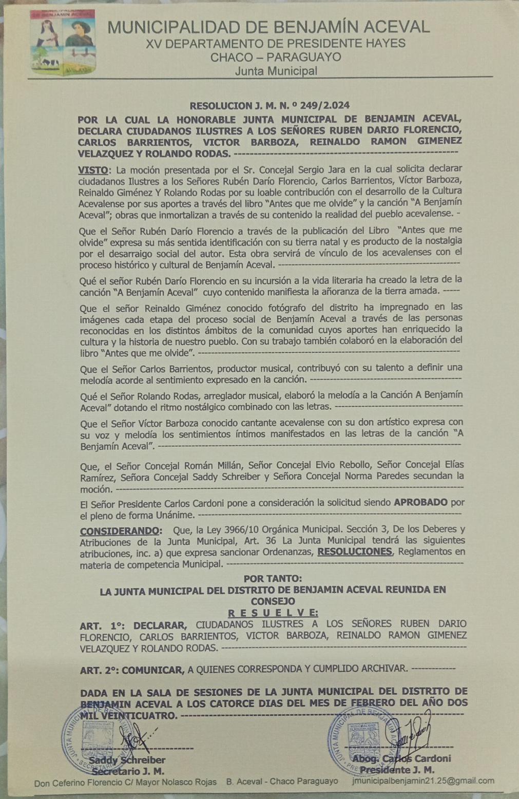 Resolución Ciudadano Ilustre